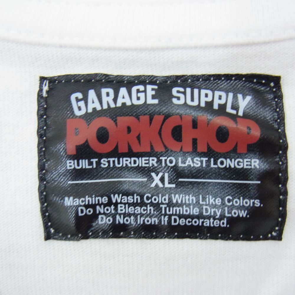 ポークチョップ ロゴ プリント 長袖 Tシャツ ホワイト系 XL【中古】