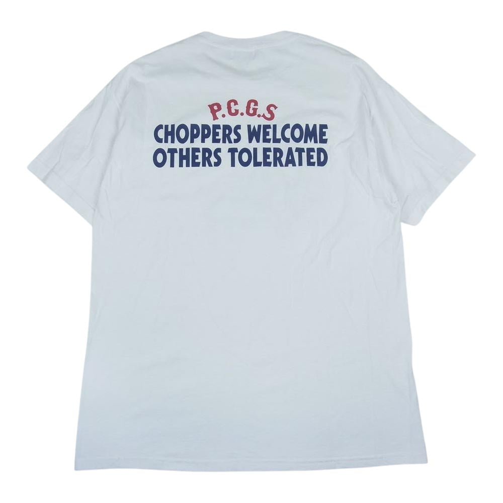 ポークチョップ サークル ロゴ プリント 長袖 Tシャツ ホワイト系 XL【中古】