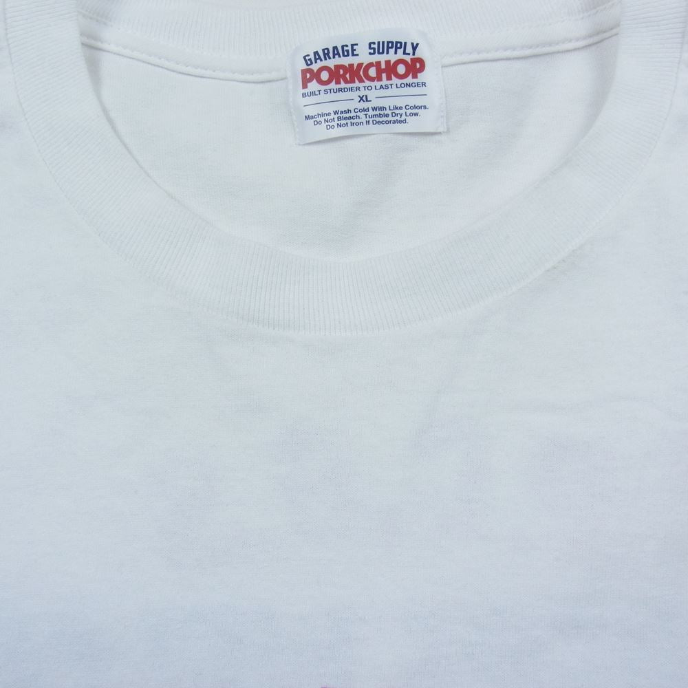 ポークチョップ サークル ロゴ プリント 長袖 Tシャツ ホワイト系 XL【中古】