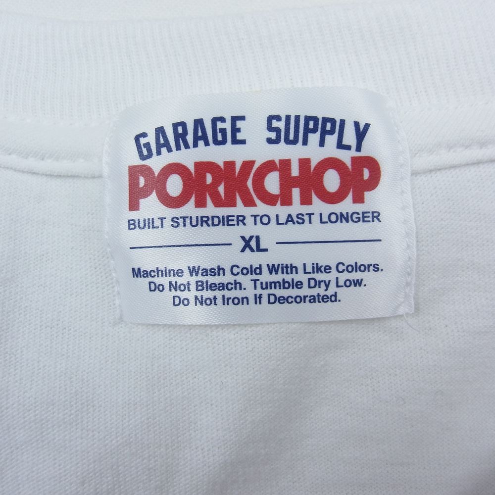 ポークチョップ サークル ロゴ プリント 長袖 Tシャツ ホワイト系 XL【中古】