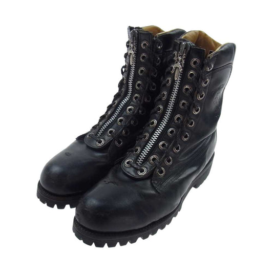 CHROME HEARTS クロムハーツ（原本無） Chippewa チペワ FIREMAN ファイヤーマン ダガージップ レースアップ レザー ブーツ ブラック系 8D【中古】