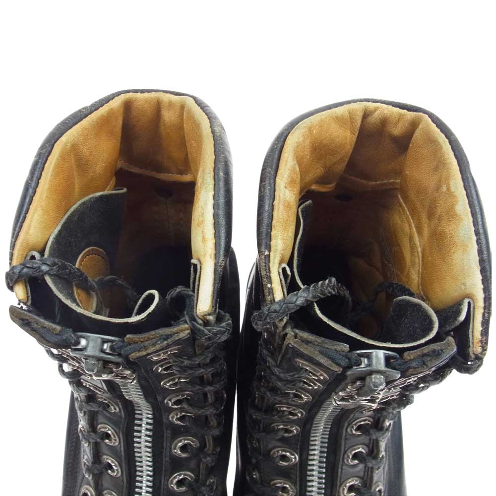 CHROME HEARTS クロムハーツ（原本無） Chippewa チペワ FIREMAN ファイヤーマン ダガージップ レースアップ レザー ブーツ ブラック系 8D【中古】