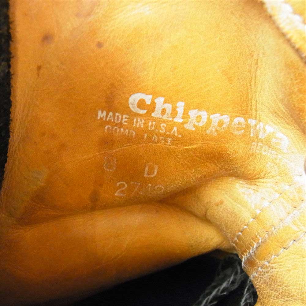 CHROME HEARTS クロムハーツ（原本無） Chippewa チペワ FIREMAN ファイヤーマン ダガージップ レースアップ レザー ブーツ ブラック系 8D【中古】