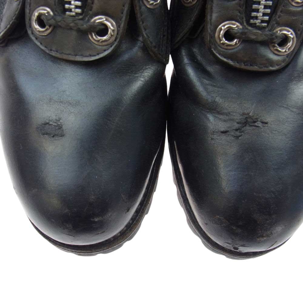 CHROME HEARTS クロムハーツ（原本無） Chippewa チペワ FIREMAN ファイヤーマン ダガージップ レースアップ レザー ブーツ ブラック系 8D【中古】