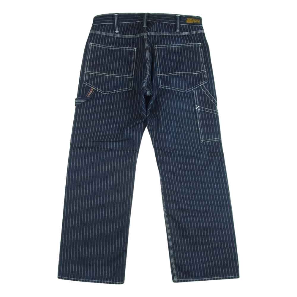 IRON HEART アイアンハート 12oz ウォバッシュ ストライプ ペインター パンツ ダークネイビー系 ホワイト系 W32【中古】