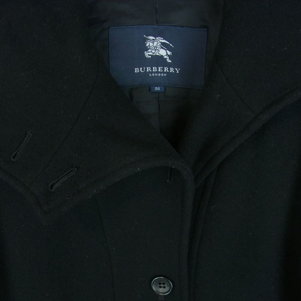 BURBERRY バーバリー LONDON ロンドン FN034-749-09 カウレザーベルト付属 ウール スタンドカラー コート ブラック系 38【中古】