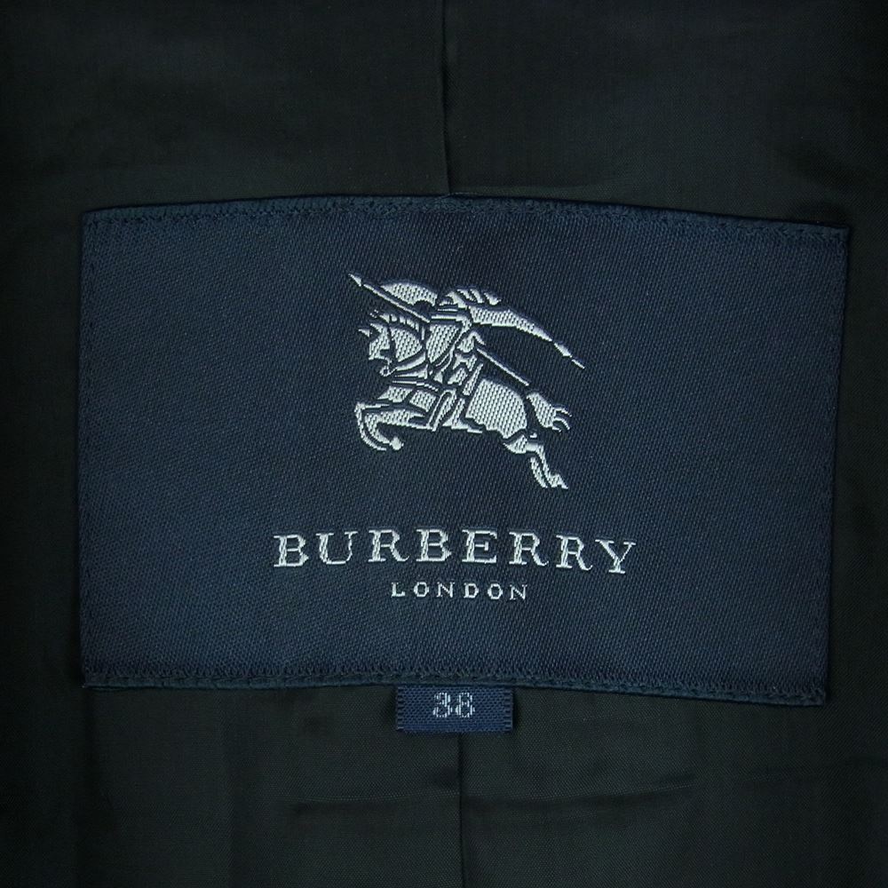 BURBERRY バーバリー LONDON ロンドン FN034-749-09 カウレザーベルト付属 ウール スタンドカラー コート ブラック系 38【中古】