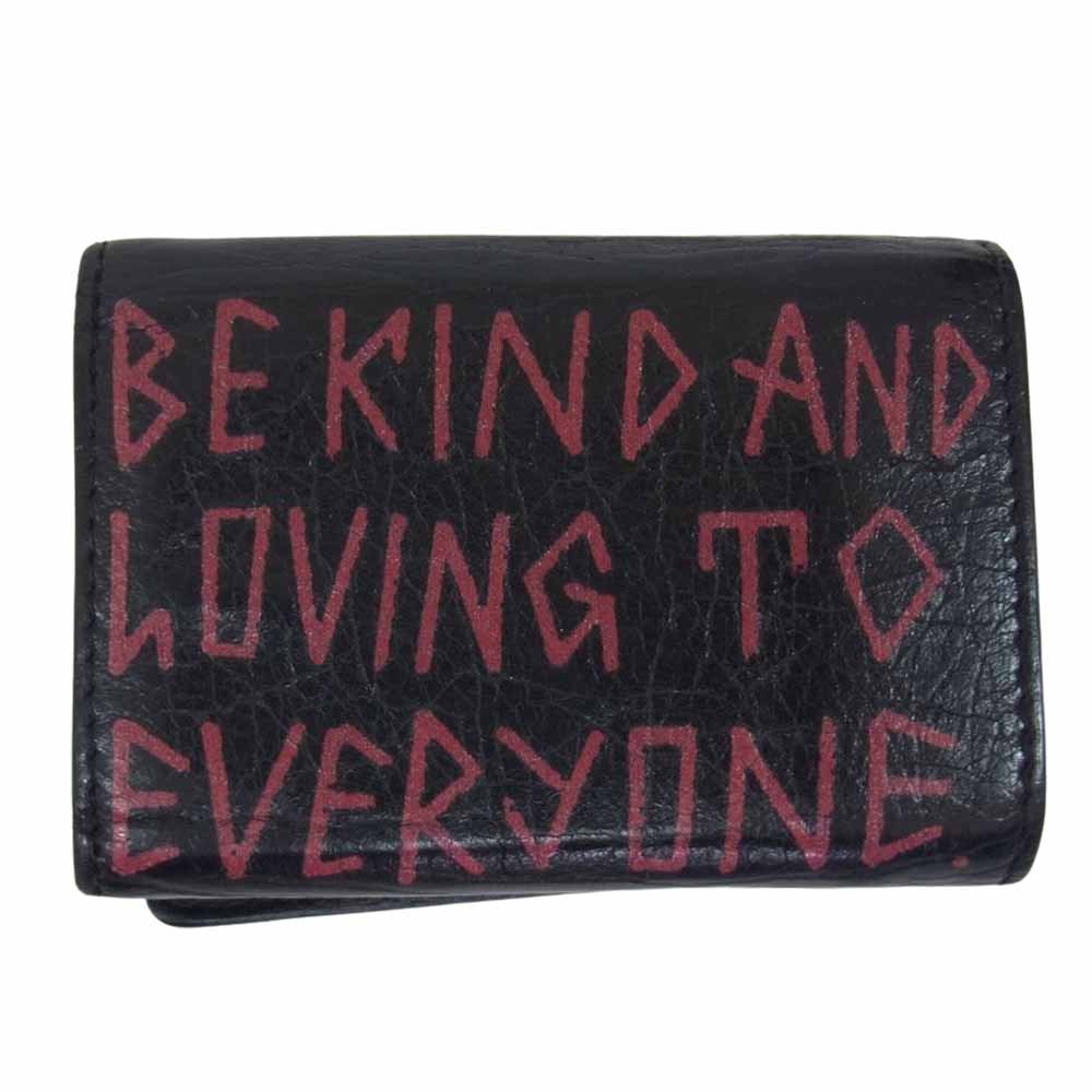 BALENCIAGA バレンシアガ 529553 グラフィティ ペイント 三つ折り財布 コンパクトウォレット ブラック系【中古】