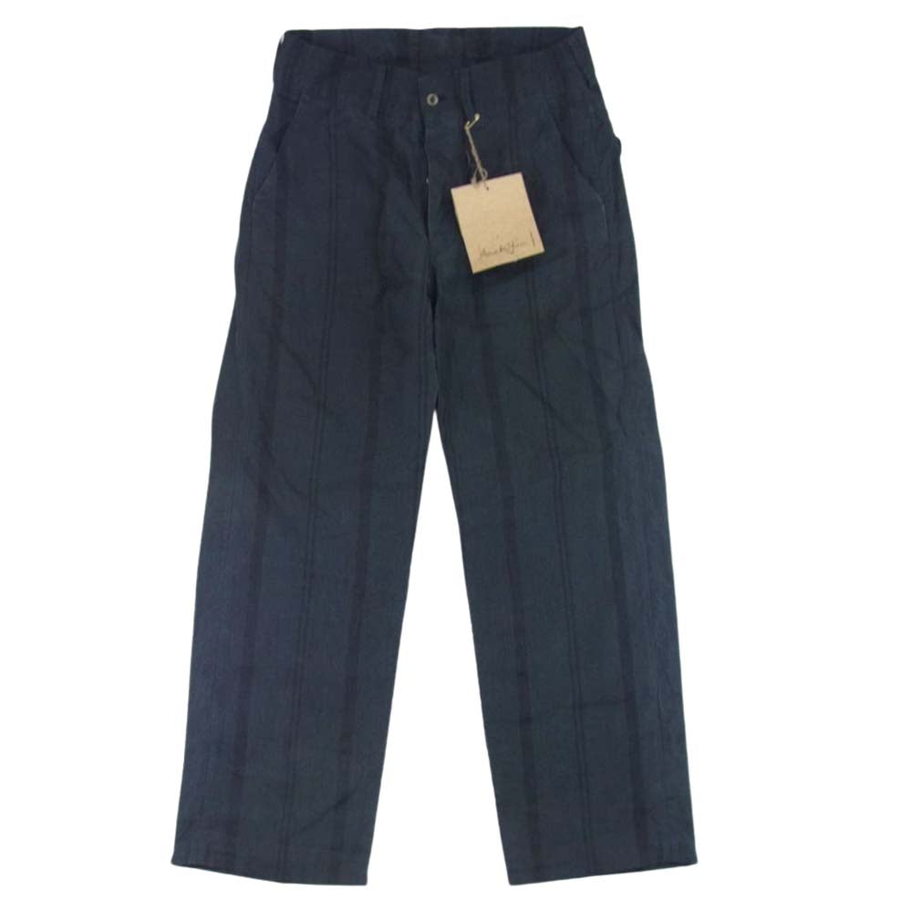 アラキユウ 2746 striped cropped Pants ストライプ クロップド パンツ ブラック×グレー 1【中古】