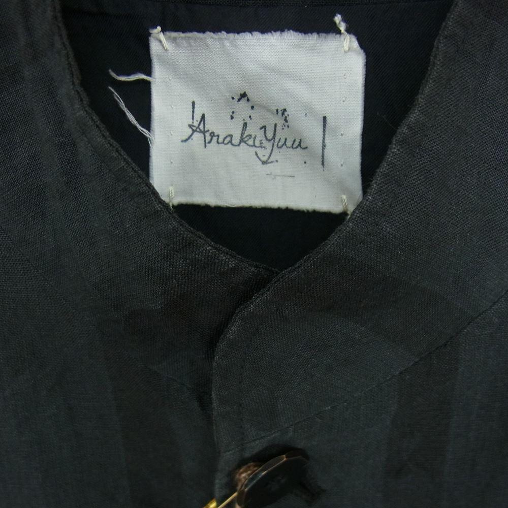 アラキユウ 2746 striped Jerkin Jacket ストライプ ジャーキン ジャケット ブラック×グレー系 1【中古】