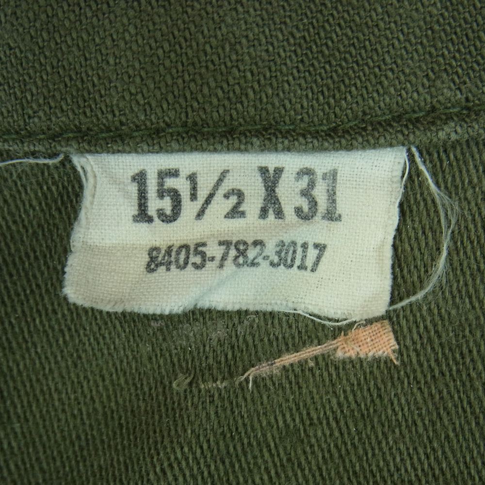 ユーエスアーミー 8405-782-3017 60s USMA PREP 袖ワッペン ユーティリティ ミリタリー ファティーグ 長袖 シャツ カーキ系 15.5【中古】