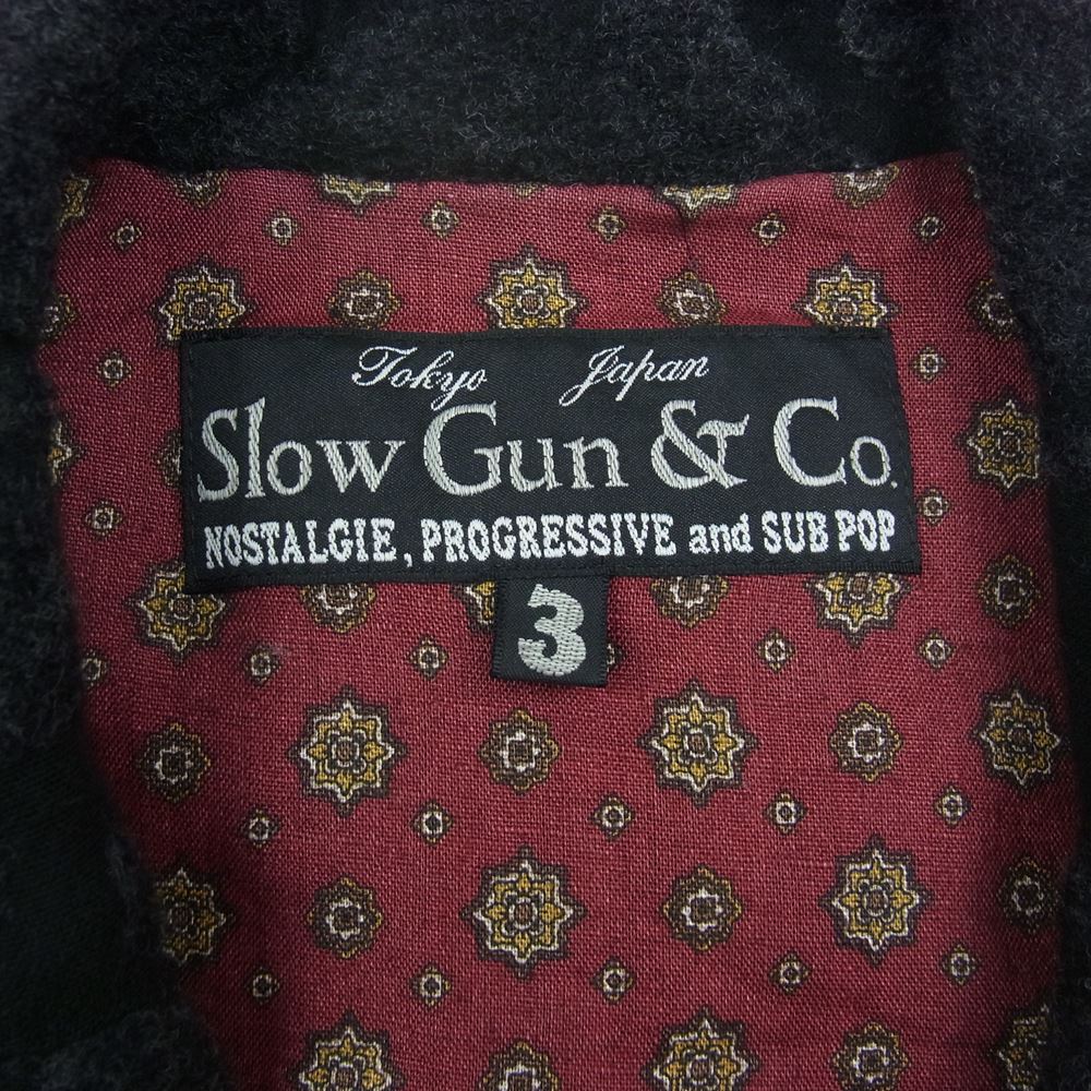 slowgun スロウガン ショールカラー ウール 切替 ベスト ジレ ブラック系 ブラウン系 3【中古】