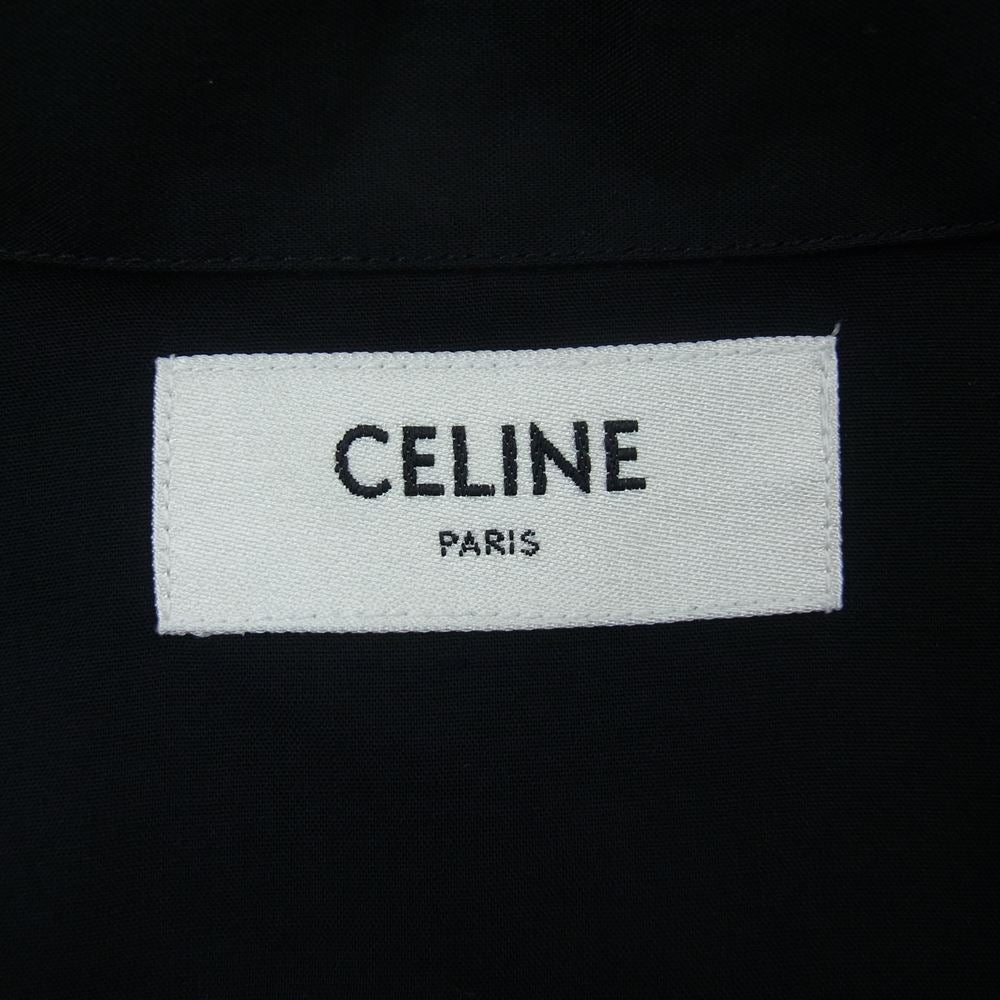 CELINE セリーヌ 21SS 852C 2C516 38NO ルーズ ロゴ エンブロイダリー ボウリング ボーリング シャツ ブラック系 39【美品】【中古】
