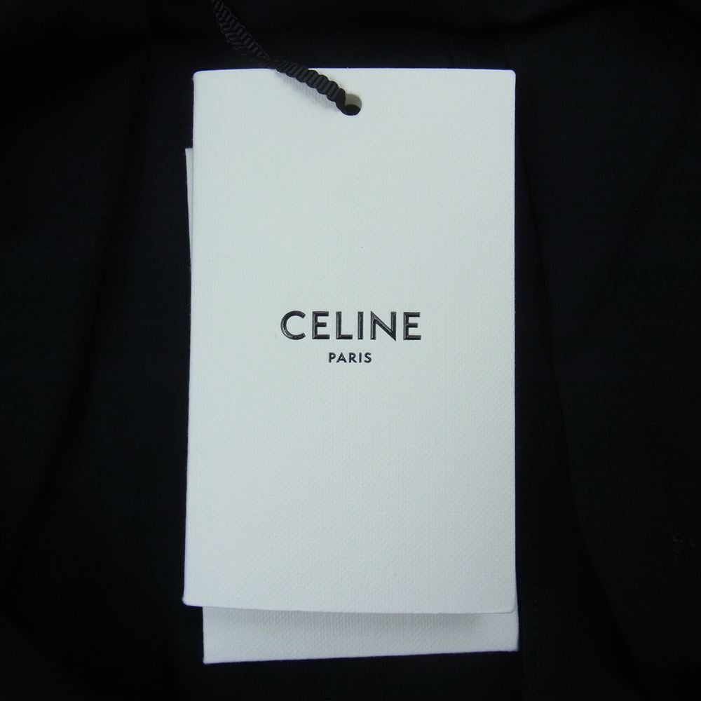 CELINE セリーヌ 21SS 852C 2C516 38NO ルーズ ロゴ エンブロイダリー ボウリング ボーリング シャツ ブラック系 39【美品】【中古】