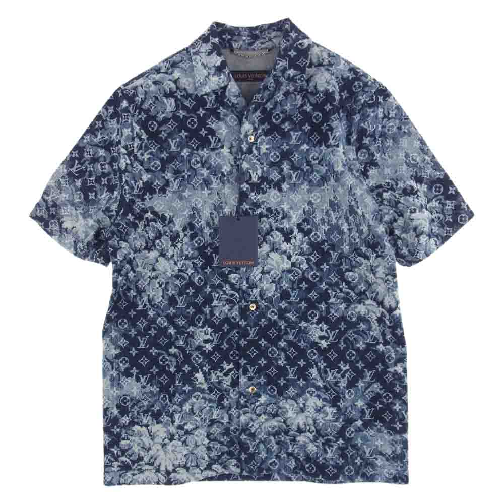 LOUIS VUITTON ルイ・ヴィトン 21SS 1A8HGD モノグラム ハワイアン タペストリー デニムシャツ インディゴブルー系 XS【中古】