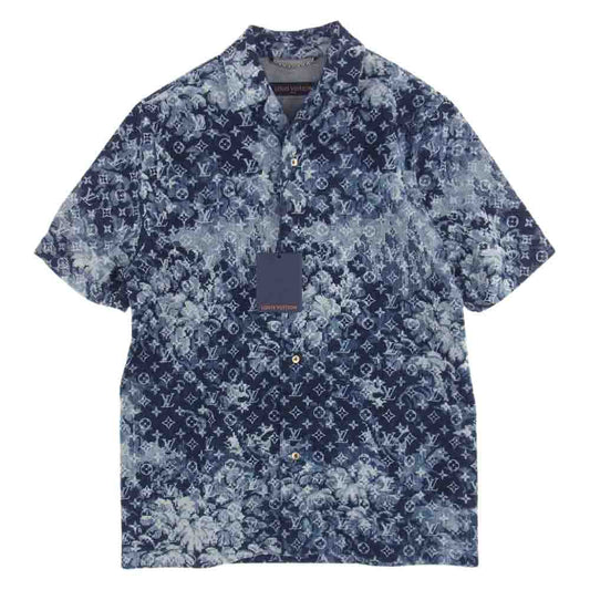 LOUIS VUITTON ルイ・ヴィトン 21SS 1A8HGD モノグラム ハワイアン タペストリー デニムシャツ インディゴブルー系 XS【中古】