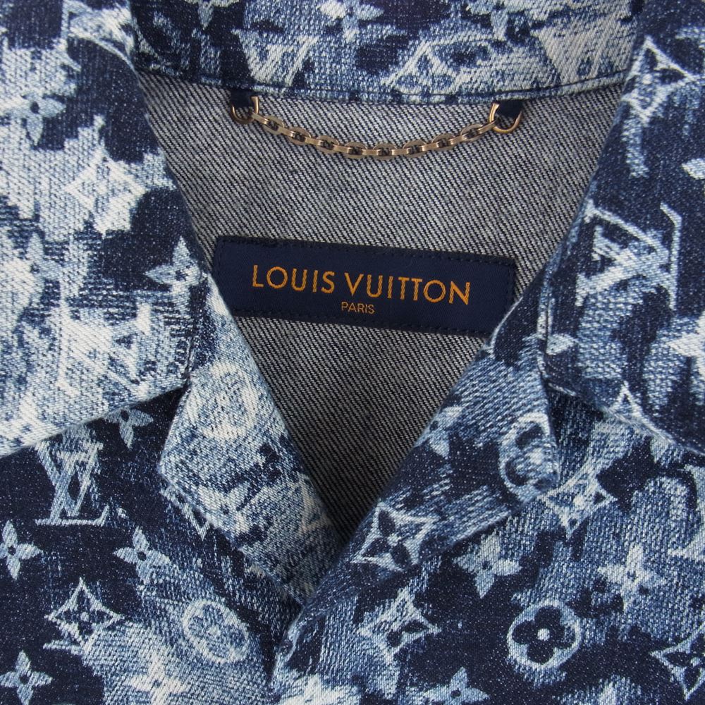 LOUIS VUITTON ルイ・ヴィトン 21SS 1A8HGD モノグラム ハワイアン タペストリー デニムシャツ インディゴブルー系 XS【中古】