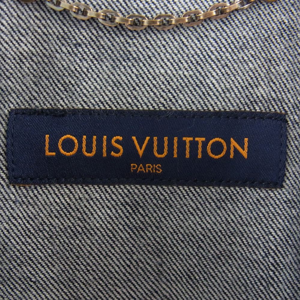 LOUIS VUITTON ルイ・ヴィトン 21SS 1A8HGD モノグラム ハワイアン タペストリー デニムシャツ インディゴブルー系 XS【中古】