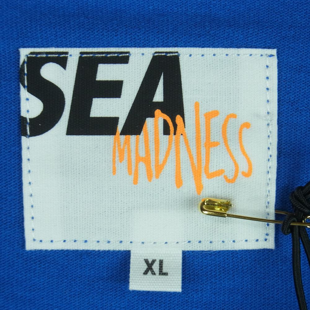 WIND AND SEA ウィンダンシー MWS-LT2 MADNESS マッドネス WDS L/S TEE Pocket ロゴプリント ポケット付き 長袖 Tシャツ ブルー系 XL【美品】【中古】