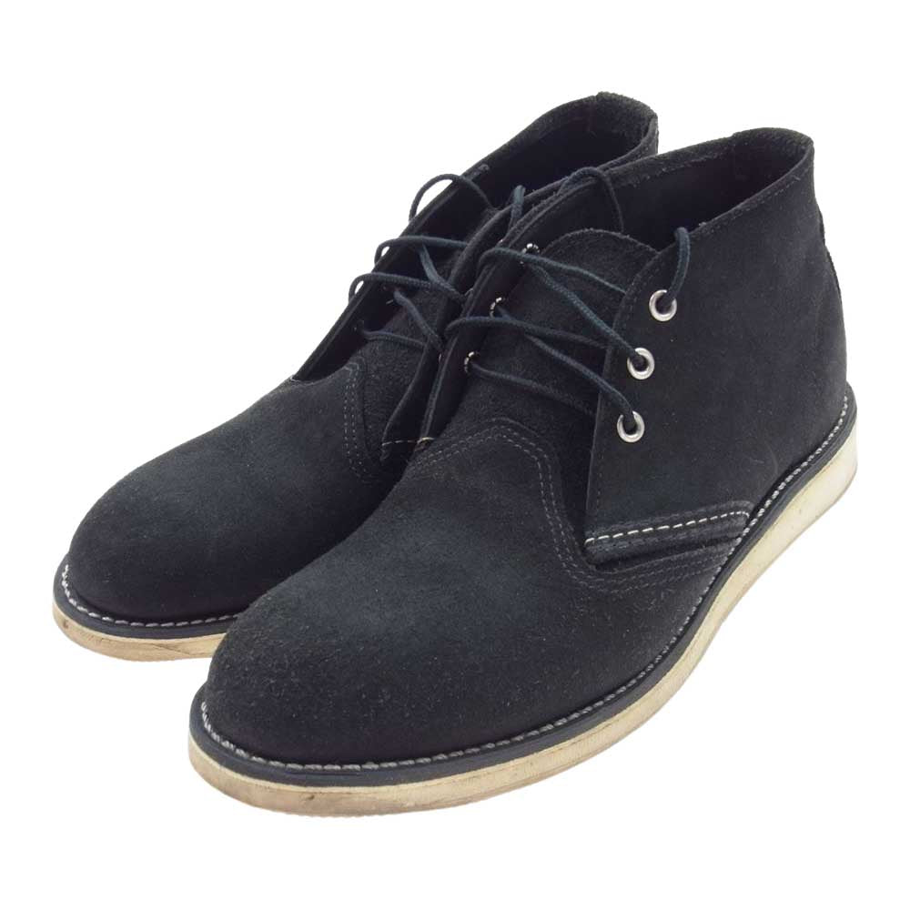 RED WING レッドウィング 3147 羽タグ Work Chukka スエード レザー ワーク チャッカ ブーツ ブラック ブラック系 26.5cm【中古】