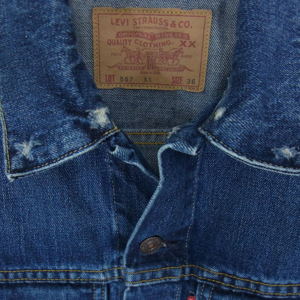 Levi's リーバイス 70557-0006 USA製 バレンシア製 ビックE ボタン デニム ジャケット インディゴブルー系 36【中古】