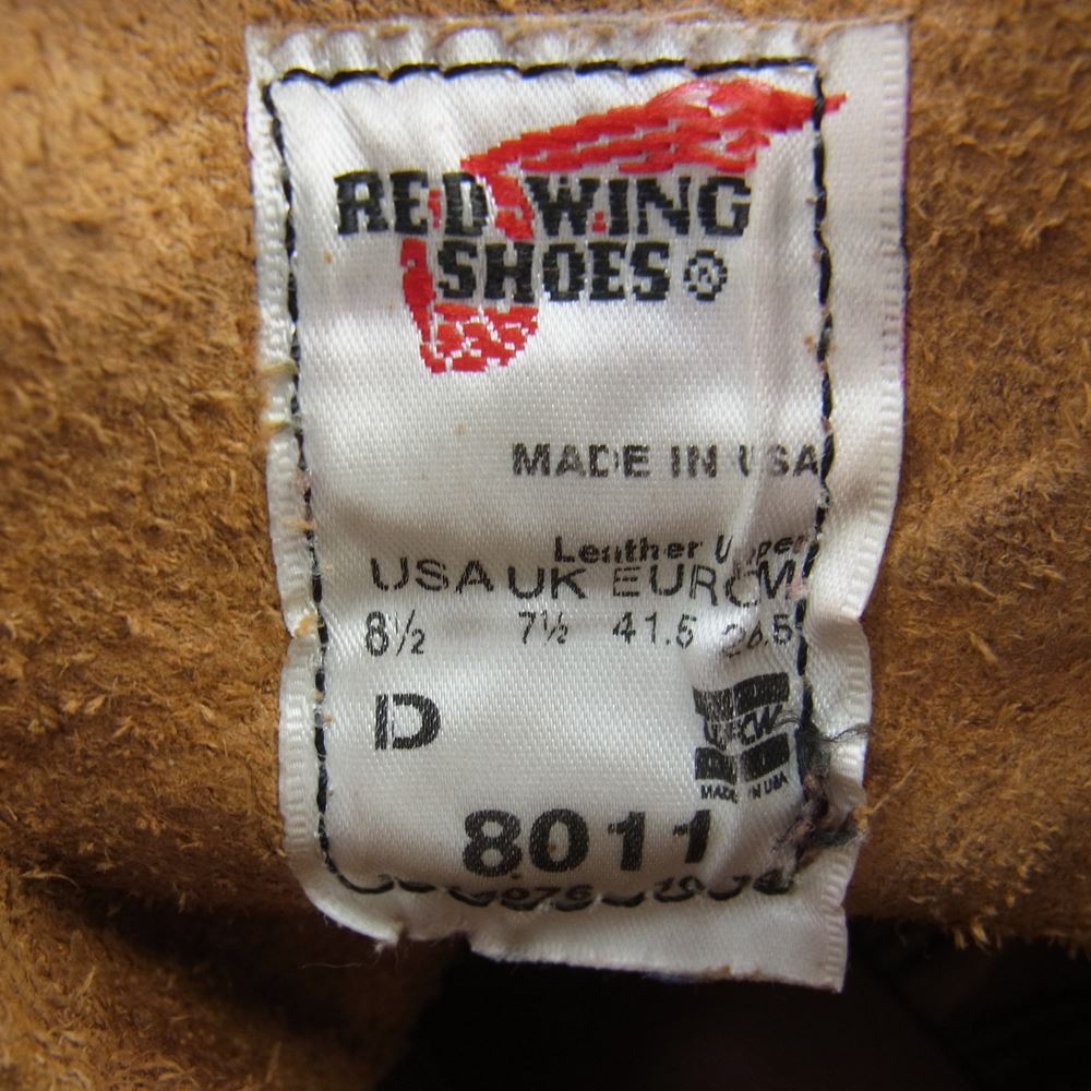 RED WING レッドウィング 8011 羽タグ IRON RANGE MANSON アイアン レンジ マンソン ワーク ブーツ ブラウン系 26.5cm【中古】