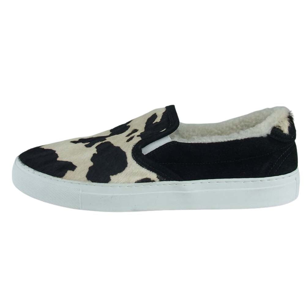 1piu1uguale3 ウノピュウノウグァーレトレ ボアフリース ハラコ スリッポン スニーカー ブラック系 44【中古】