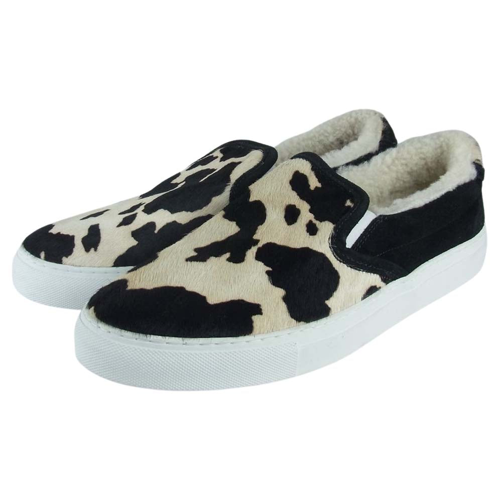 1piu1uguale3 ウノピュウノウグァーレトレ ボアフリース ハラコ スリッポン スニーカー ブラック系 44【中古】