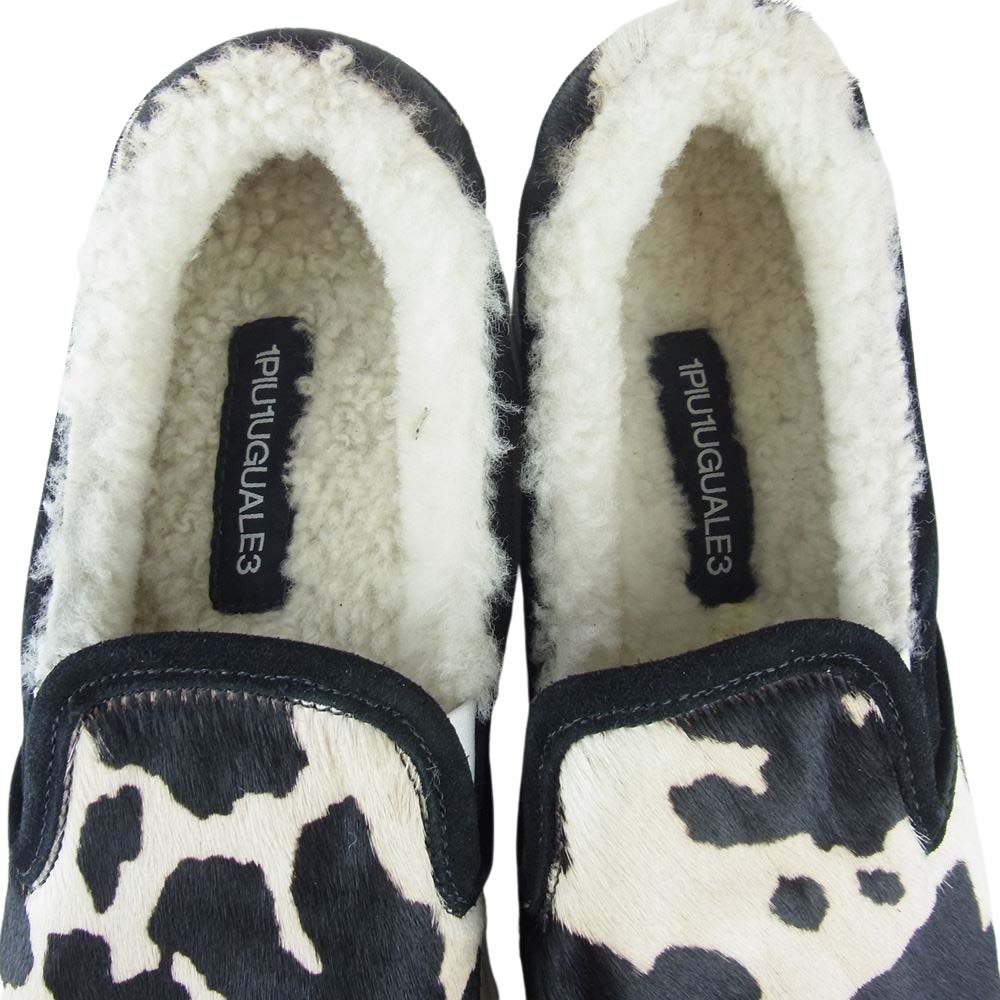 1piu1uguale3 ウノピュウノウグァーレトレ ボアフリース ハラコ スリッポン スニーカー ブラック系 44【中古】