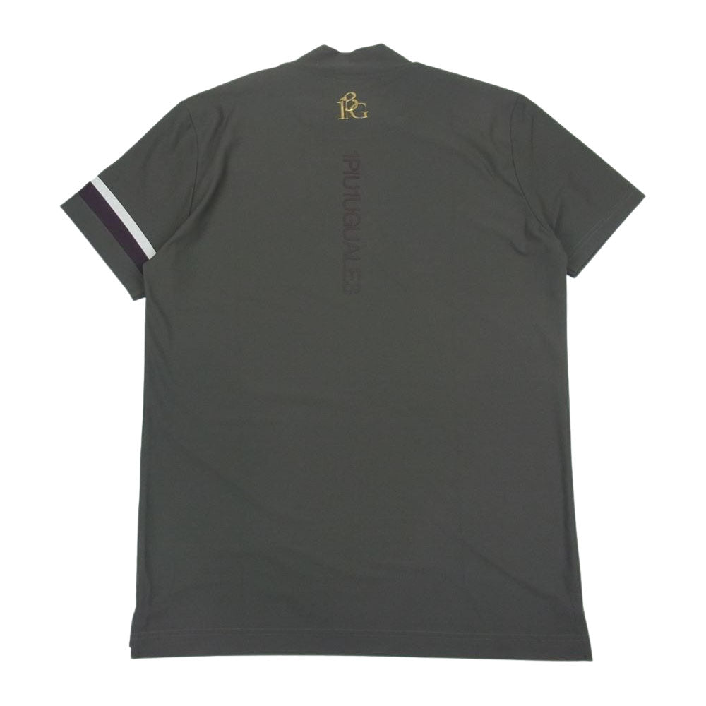 1piu1uguale3 ウノピュウノウグァーレトレ GRT091 POE332 GOLF ゴルフ ARM LINE S/S MOCK 折り鶴 アームライン モックネック 半袖 Tシャツ カーキ系 5【中古】