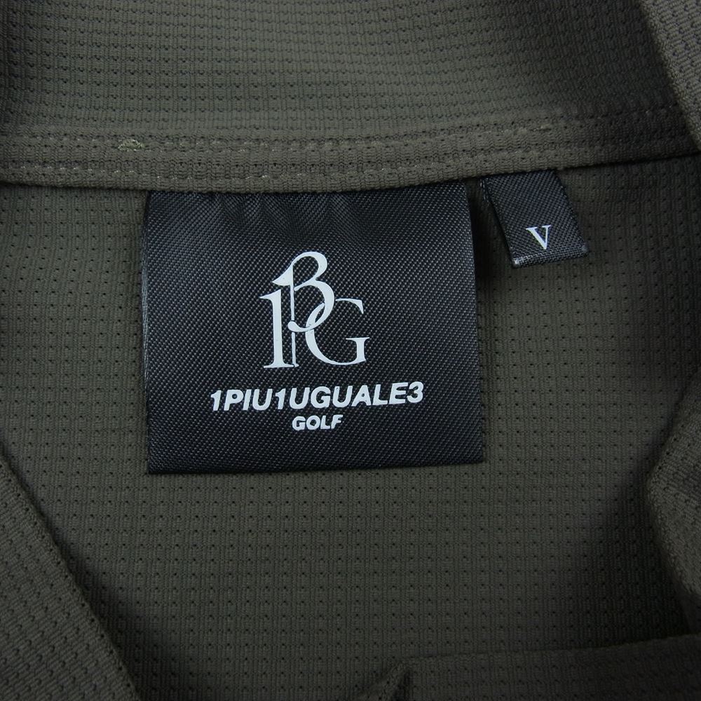 1piu1uguale3 ウノピュウノウグァーレトレ GRT091 POE332 GOLF ゴルフ ARM LINE S/S MOCK 折り鶴 アームライン モックネック 半袖 Tシャツ カーキ系 5【中古】