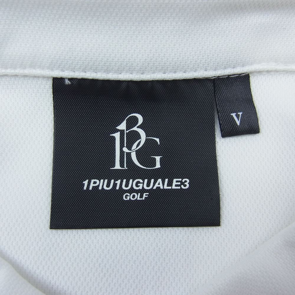 1piu1uguale3 ウノピュウノウグァーレトレ GOLF ゴルフ GRT061 POE241 SLEEVE CRANE S/S POLO 折り鶴 ロゴワッペン ポロシャツ ホワイト系 5【美品】【中古】