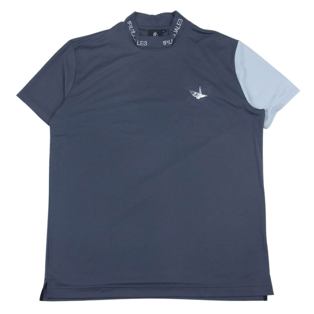 1piu1uguale3 ウノピュウノウグァーレトレ GOLF ゴルフ GDT003 POE305 ADP S/S MOCK NECK デル・ピエロ モックネック ネックロゴ 折り鶴 半袖 Tシャツ グレー系 6【中古】