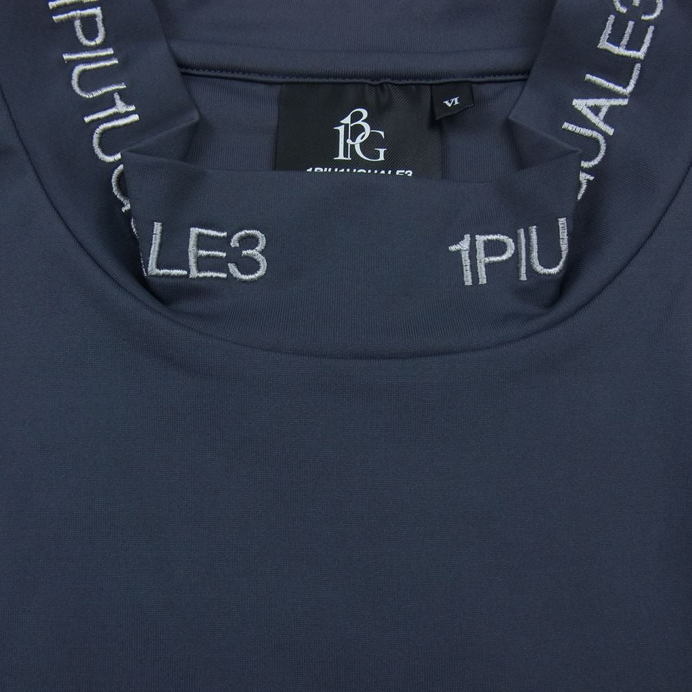 1piu1uguale3 ウノピュウノウグァーレトレ GOLF ゴルフ GDT003 POE305 ADP S/S MOCK NECK デル・ピエロ モックネック ネックロゴ 折り鶴 半袖 Tシャツ グレー系 6【中古】