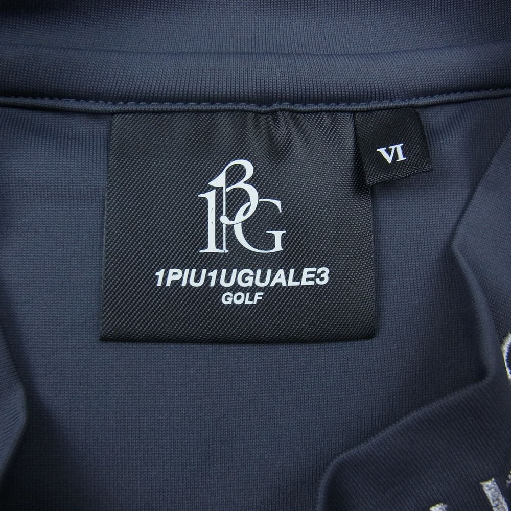 1piu1uguale3 ウノピュウノウグァーレトレ GOLF ゴルフ GDT003 POE305 ADP S/S MOCK NECK デル・ピエロ モックネック ネックロゴ 折り鶴 半袖 Tシャツ グレー系 6【中古】