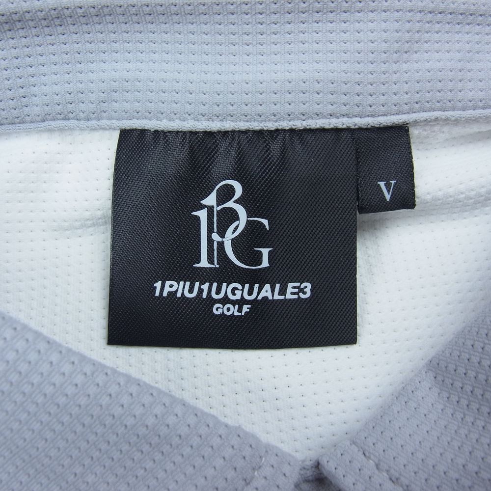 1piu1uguale3 ウノピュウノウグァーレトレ GOLF ゴルフ GRT086 POE327 CRAZY S/S POLO クレイジー ポロシャツ グレー系 5【美品】【中古】