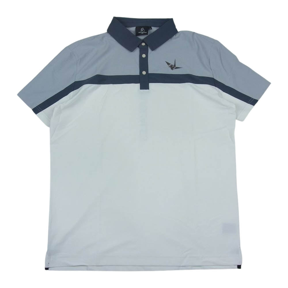 1piu1uguale3 ウノピュウノウグァーレトレ GOLF ゴルフ GRT092 POE333 CHEST SWITCHED S/S POLO 切替 ポロシャツ グレー系 ホワイト系 5【美品】【中古】