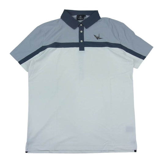 1piu1uguale3 ウノピュウノウグァーレトレ GOLF ゴルフ GRT092 POE333 CHEST SWITCHED S/S POLO 切替 ポロシャツ グレー系 ホワイト系 5【美品】【中古】