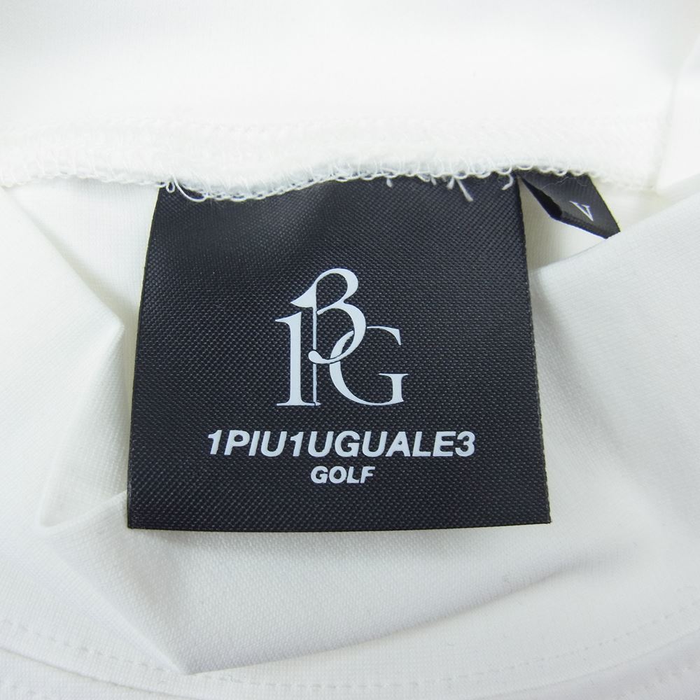 1piu1uguale3 ウノピュウノウグァーレトレ GOLF ゴルフ GRT072 NYU048 STRETCH NYLON MOCKNECK L／S TOGA LIMITED MODEL 折り鶴 ロゴプリント ストレッチ ナイロン モックネック 長袖 Tシャツ ホワイト系 ネイビー系 5【中古】