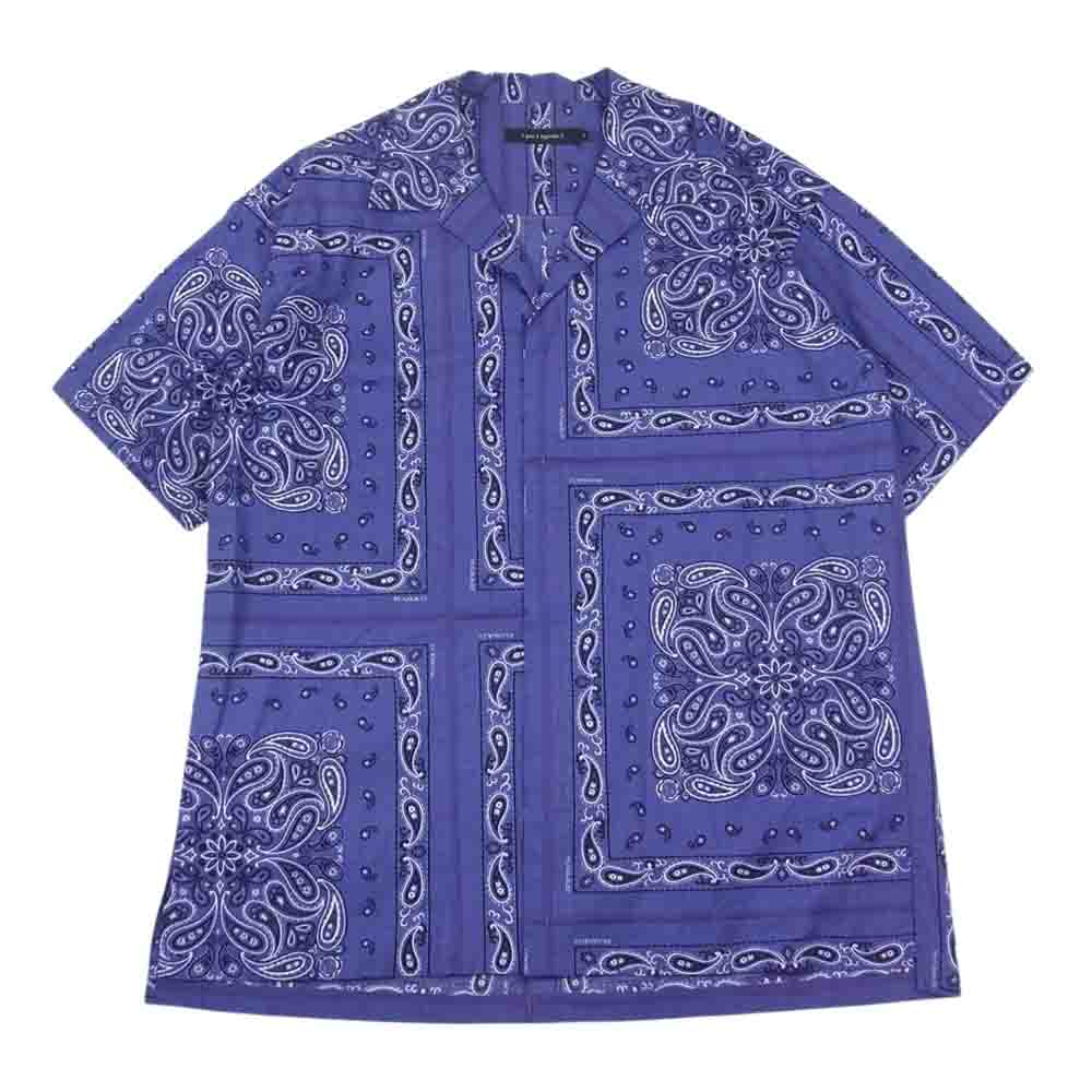 1piu1uguale3 ウノピュウノウグァーレトレ MRS151 COT349 HOLIDAY S/S SHIRTS ホリデー ペイズリー バンダナ オープンカラー 半袖 シャツ パープル系 5【美品】【中古】