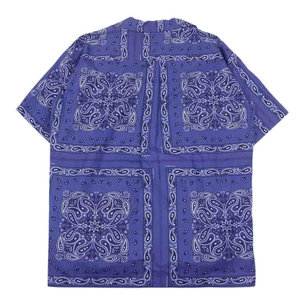 1piu1uguale3 ウノピュウノウグァーレトレ MRS151 COT349 HOLIDAY S/S SHIRTS ホリデー ペイズリー バンダナ オープンカラー 半袖 シャツ パープル系 5【美品】【中古】