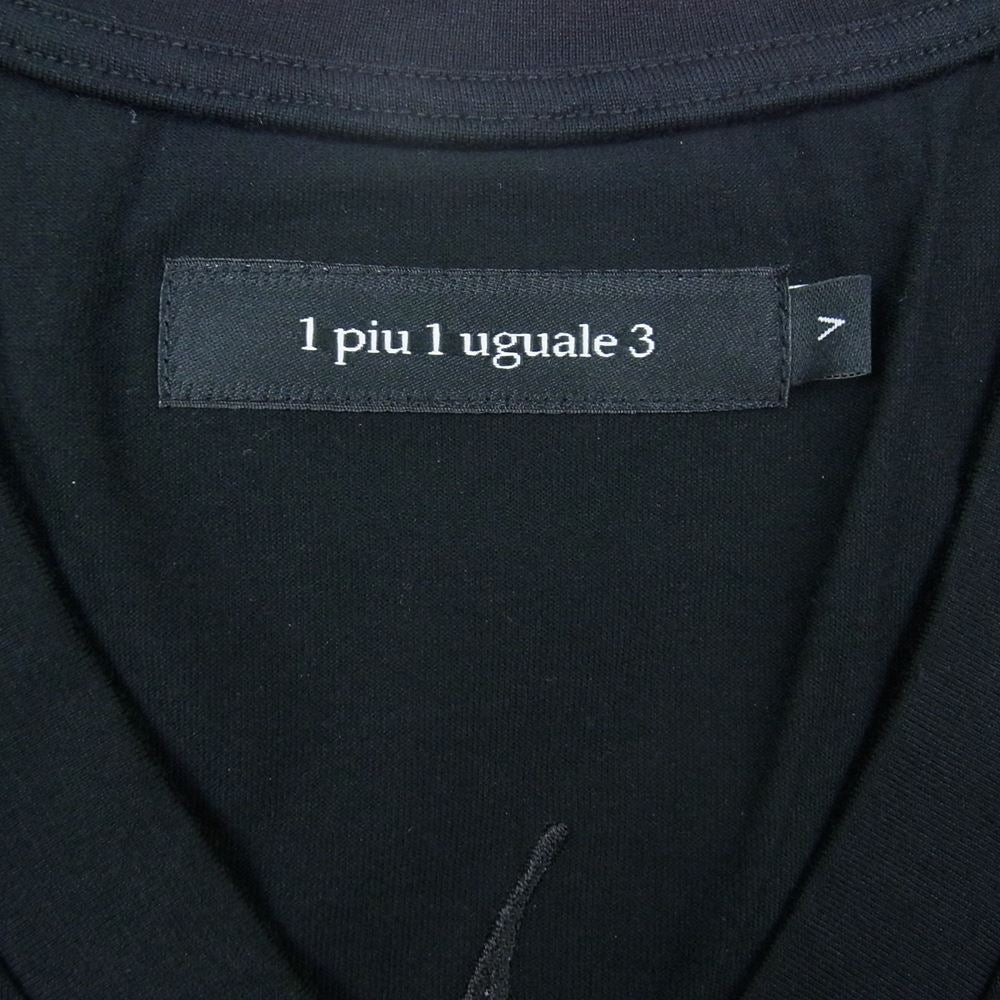 1piu1uguale3 ウノピュウノウグァーレトレ MRT289 COT355  lucien pellat-finet ルシアンペラフィネ BACK LEAF V-NECK TEE バックリーフ Vネック Tシャツ ブラック系 5【中古】