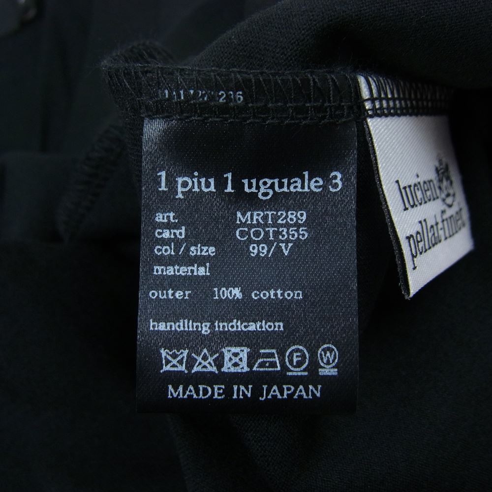 1piu1uguale3 ウノピュウノウグァーレトレ MRT289 COT355  lucien pellat-finet ルシアンペラフィネ BACK LEAF V-NECK TEE バックリーフ Vネック Tシャツ ブラック系 5【中古】