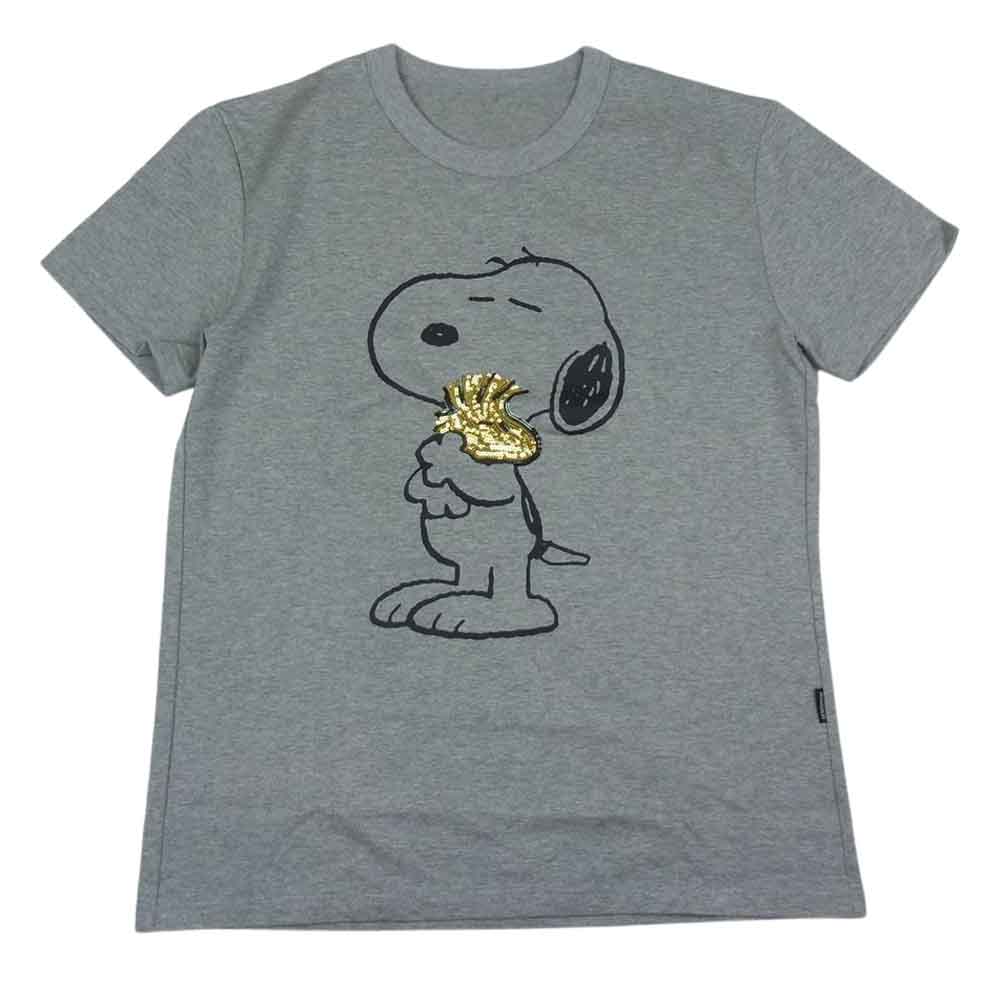1piu1uguale3 ウノピュウノウグァーレトレ PEANUTS CREW ピーナッツクルー スヌーピー MRT262 COT316 クルーネック 半袖 Tシャツ グレー系 5【中古】
