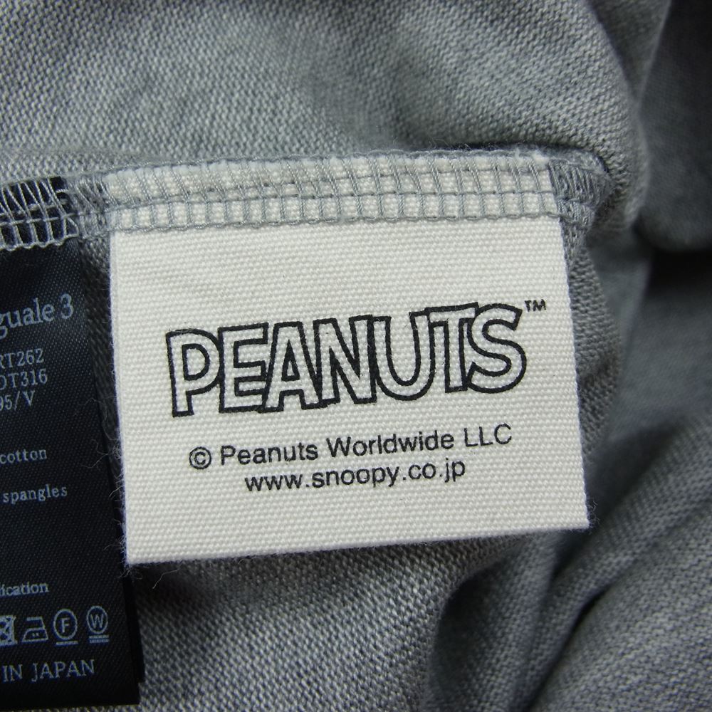 1piu1uguale3 ウノピュウノウグァーレトレ PEANUTS CREW ピーナッツクルー スヌーピー MRT262 COT316 クルーネック 半袖 Tシャツ グレー系 5【中古】