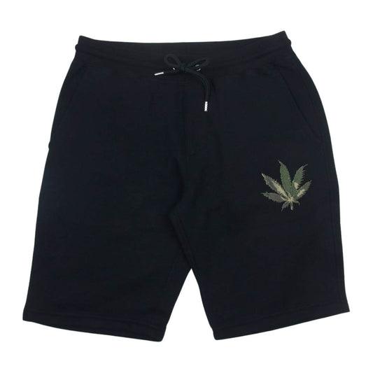 1piu1uguale3 ウノピュウノウグァーレトレ MRP535 COT356 lucien pellat-finet ルシアンペラフィネ CAMO LEAF SWEAT SHORTS カモリーフ スウェット ショーツ ハーフパンツ ブラック系 4【中古】