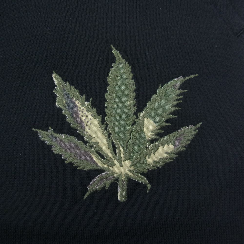 1piu1uguale3 ウノピュウノウグァーレトレ MRP535 COT356 lucien pellat-finet ルシアンペラフィネ CAMO LEAF SWEAT SHORTS カモリーフ スウェット ショーツ ハーフパンツ ブラック系 4【中古】