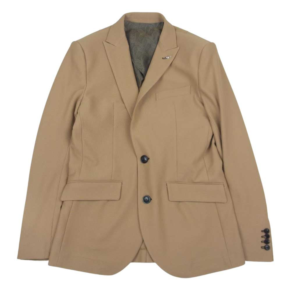 1piu1uguale3 ウノピュウノウグァーレトレ MRB552 POE291 SUPER120 SOLOTEX 2B JACKET 折り鶴ピン付属 シアサッカー ソロテックス ピークドラペル テーラードジャケット ベージュ系 5【美品】【中古】