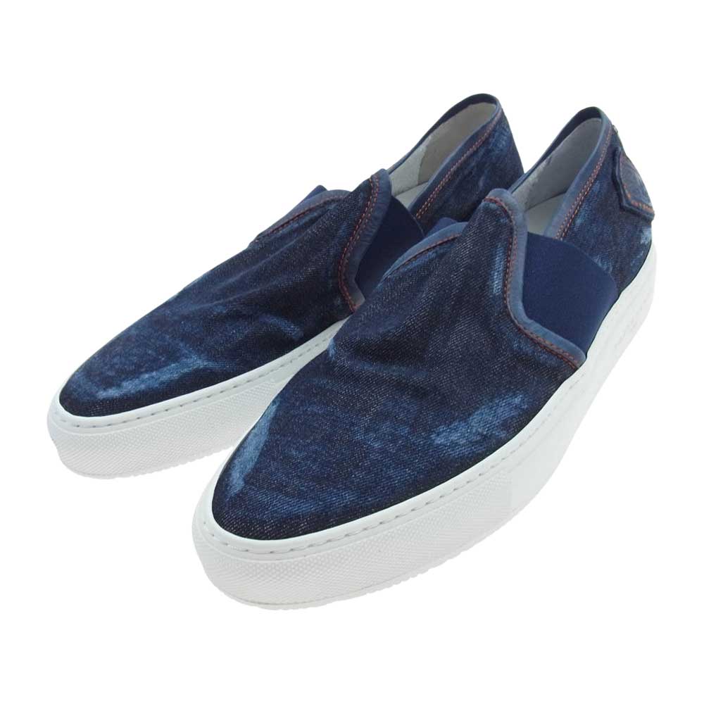 1piu1uguale3 ウノピュウノウグァーレトレ PHILIPPE MODEL フィリップモデル別注 TROPEZ DENIM USED加工 デニム スリッポン インディゴブルー系 42【極上美品】【中古】
