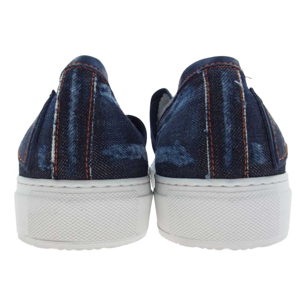 1piu1uguale3 ウノピュウノウグァーレトレ PHILIPPE MODEL フィリップモデル別注 TROPEZ DENIM USED加工 デニム スリッポン インディゴブルー系 42【極上美品】【中古】